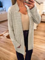Load image into Gallery viewer, Beyond Words Navy Plaid Long Cardigan
