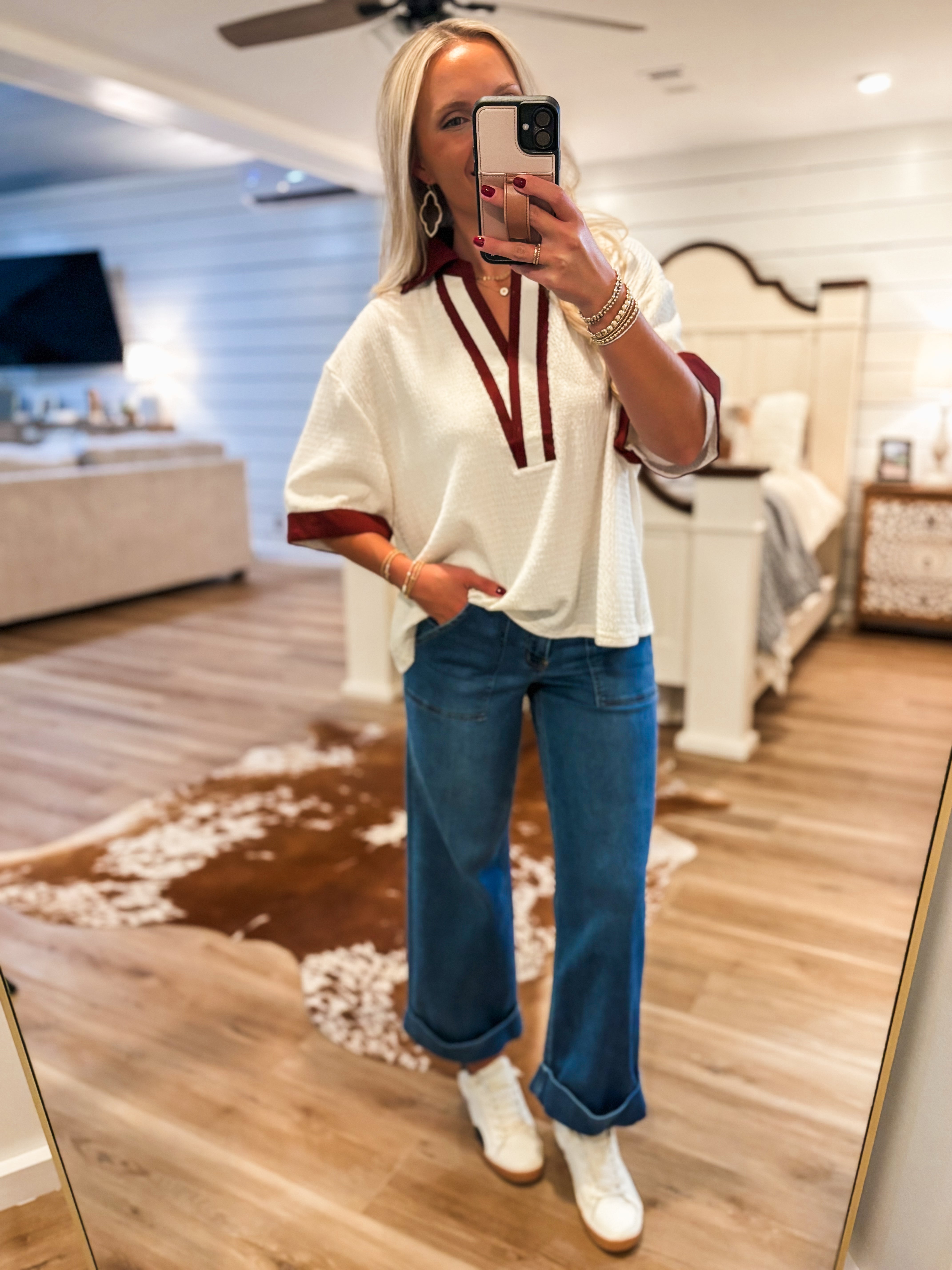 On A Break Cream Contrast S/S Blouse