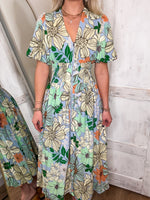 Load image into Gallery viewer, Field Of Possibilities Multi Floral Blue Midi Dress
