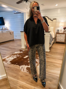 Just Fine Black Tunic Blouse
