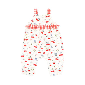 Angel Dear Ruffle Waist Romper - Watercolor Cherries