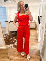 Load image into Gallery viewer, New Adventure Red Linen Tank &amp; Lounge Pant Set
