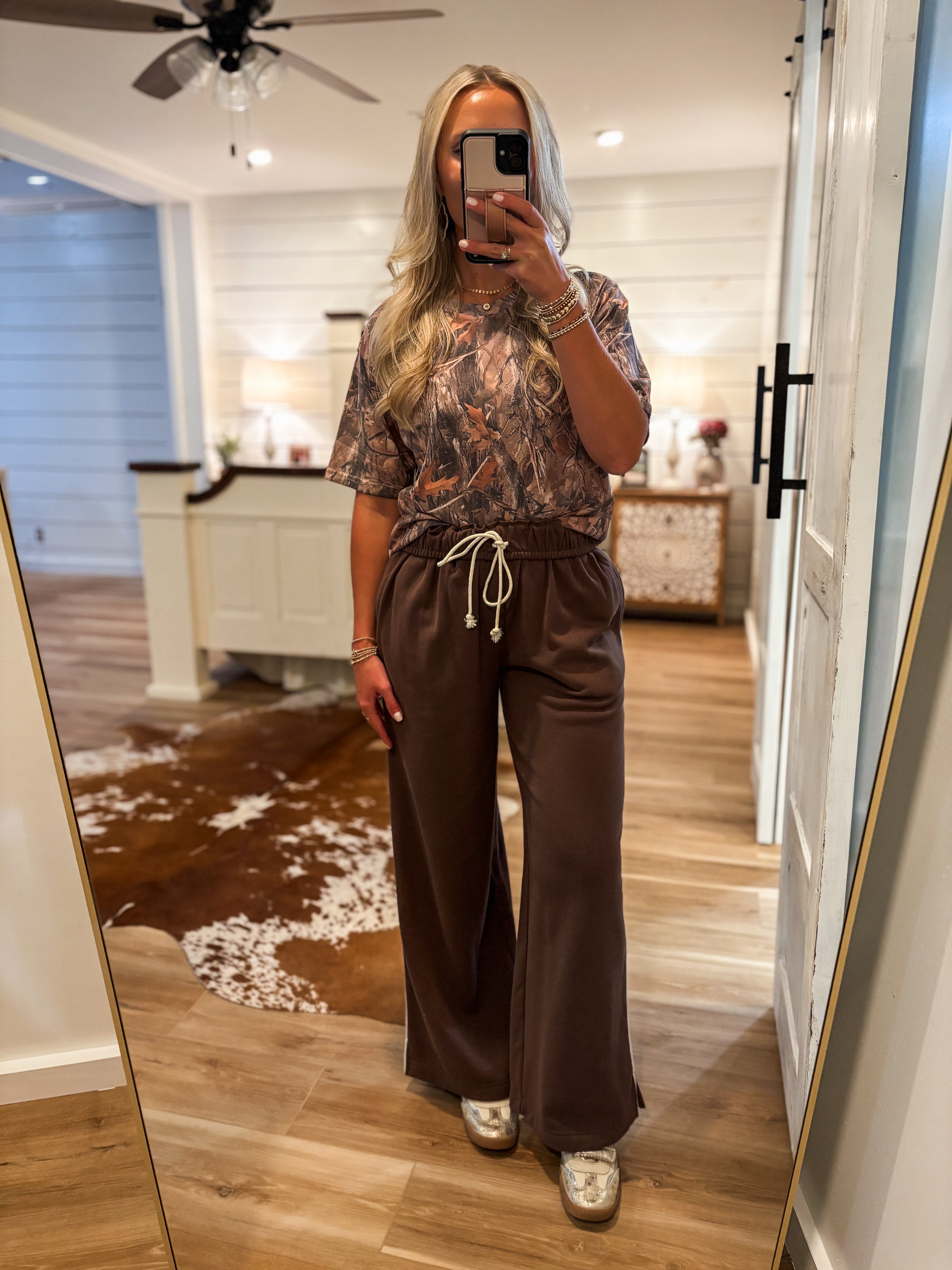 Lazy Day Brown Wide Leg Lounge Pant