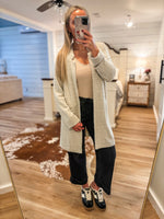 Load image into Gallery viewer, Beyond Words Taupe Plaid Long Cardigan
