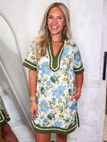 Load image into Gallery viewer, At My Best Olive Floral Mini Dress
