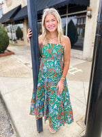 Load image into Gallery viewer, Say Less Green Paisley Maxi Dress
