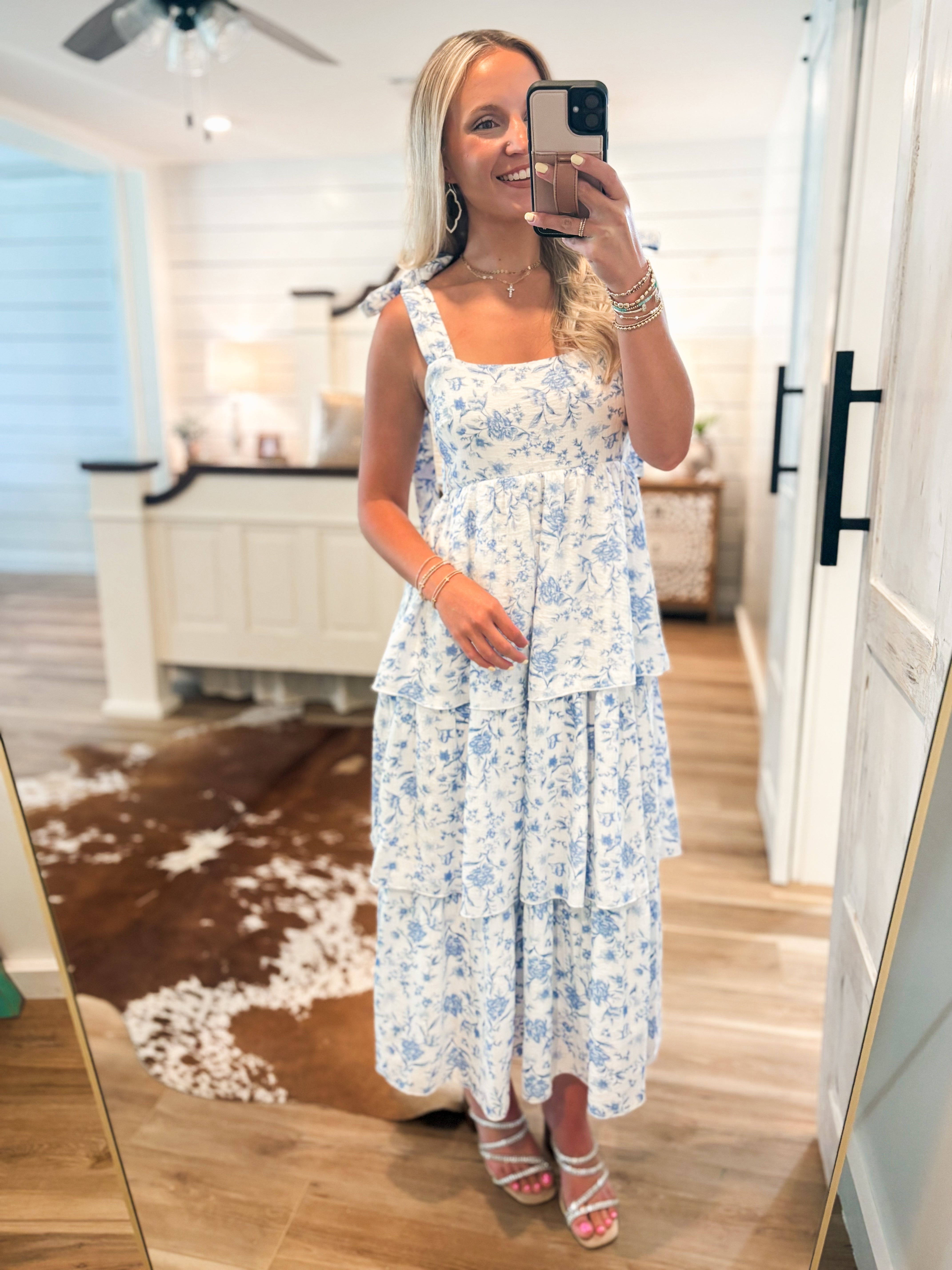 Back To You Blue Floral Midi Dress