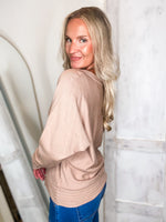 Load image into Gallery viewer, Back To Us Taupe Knit L/S Blouse
