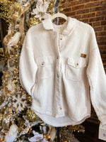 Load image into Gallery viewer, Heart Like Mine Ivory Fuzzy Button Down Simply Southern Shacket
