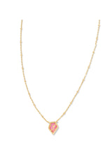 Load image into Gallery viewer, Framed Tess Satellite Luster Rose Pink Opal Gold Short Pendant Necklace
