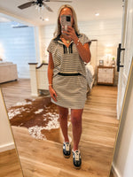 Load image into Gallery viewer, Sweet Timing S/S Taupe/Black Stripe Pullover &amp; Skort Set
