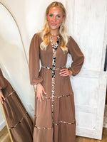 Load image into Gallery viewer, Down The Block Mocha Long Sleeve Maxi Dress
