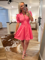 Load image into Gallery viewer, Showing Off Pink Front Zip Mini Dress
