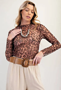 Catch Me Out Leopard Mesh L/S Top