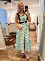 Load image into Gallery viewer, Dainty Dreams Green Floral Midi Dress
