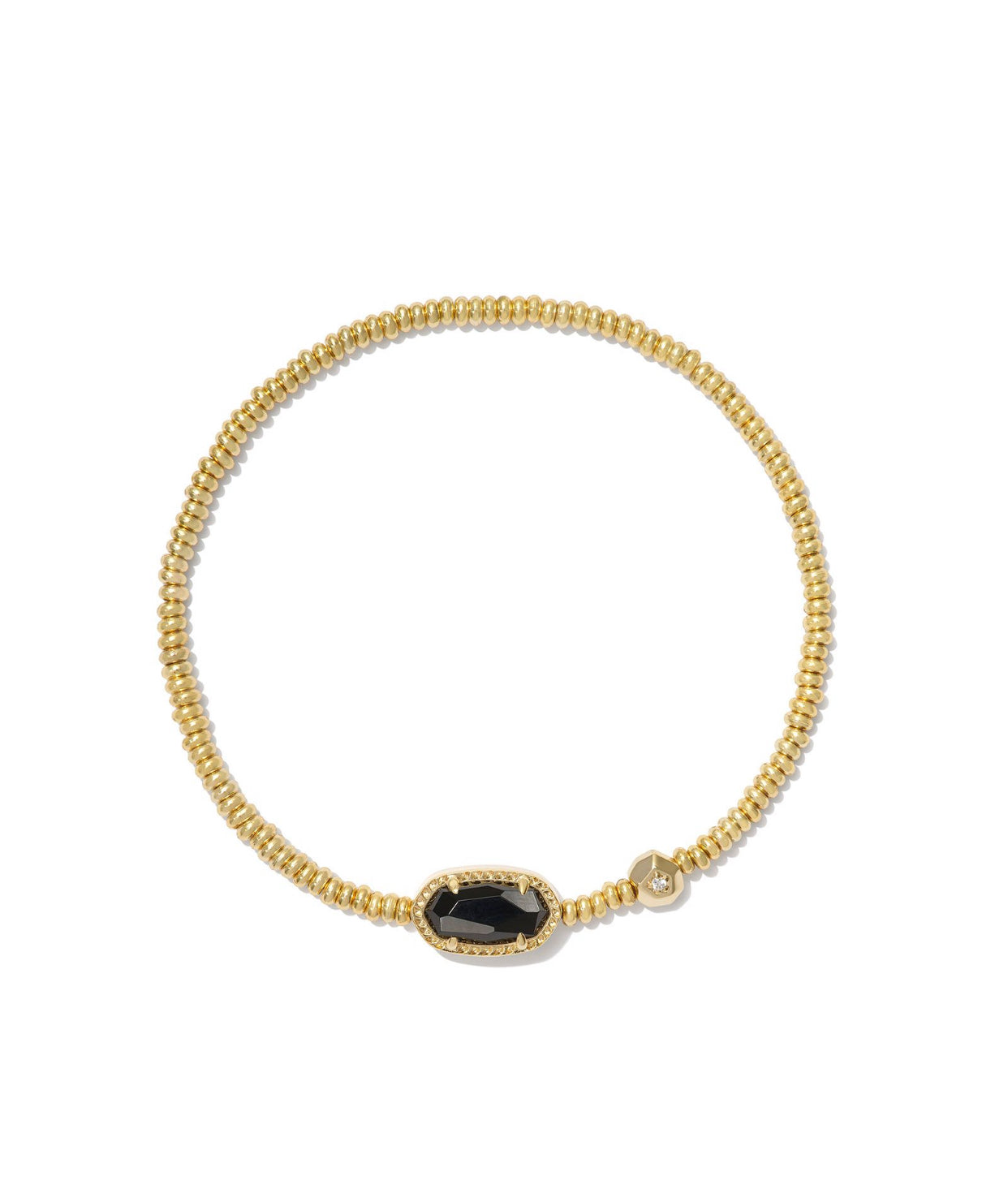 Grayson Black Agate Pendant Gold Stretch Bracelet