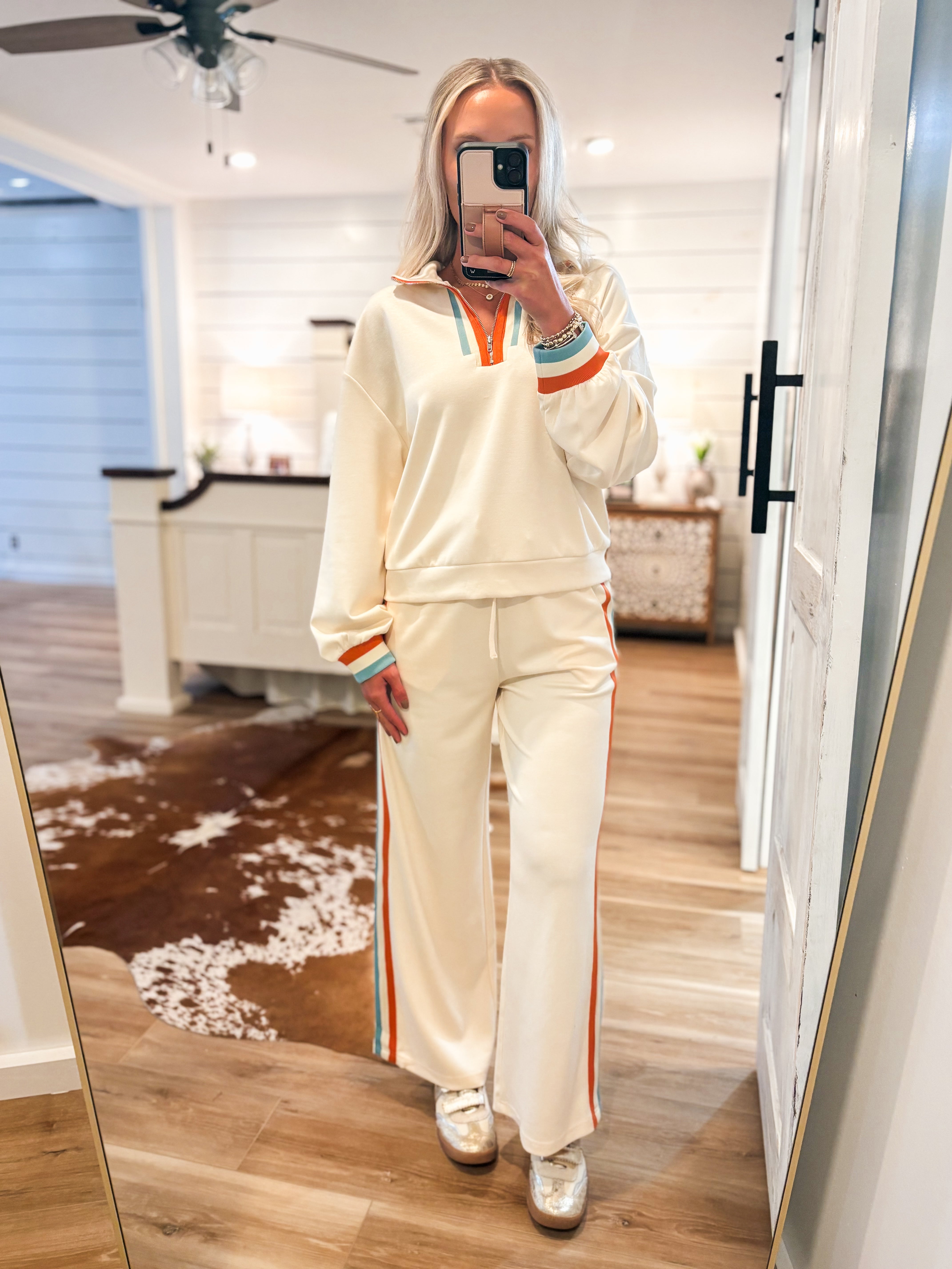 Called It Ivory Contrast Pullover & Lounge Pant Set