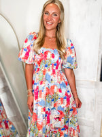 Load image into Gallery viewer, Italian Sunset Pink Multi Midi Dress
