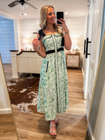 Load image into Gallery viewer, Dainty Dreams Green Floral Midi Dress
