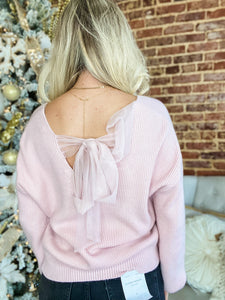 High Of Love Dusty Pink Knitted Bow Sweater