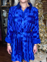 Load image into Gallery viewer, Take Me Out Royal Blue Button Down Dress
