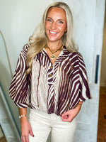 Load image into Gallery viewer, Brown Zebra Bubble Blouse
