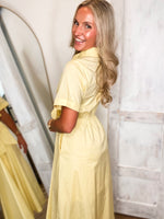 Load image into Gallery viewer, Out To Lunch Lemon Midi Dress
