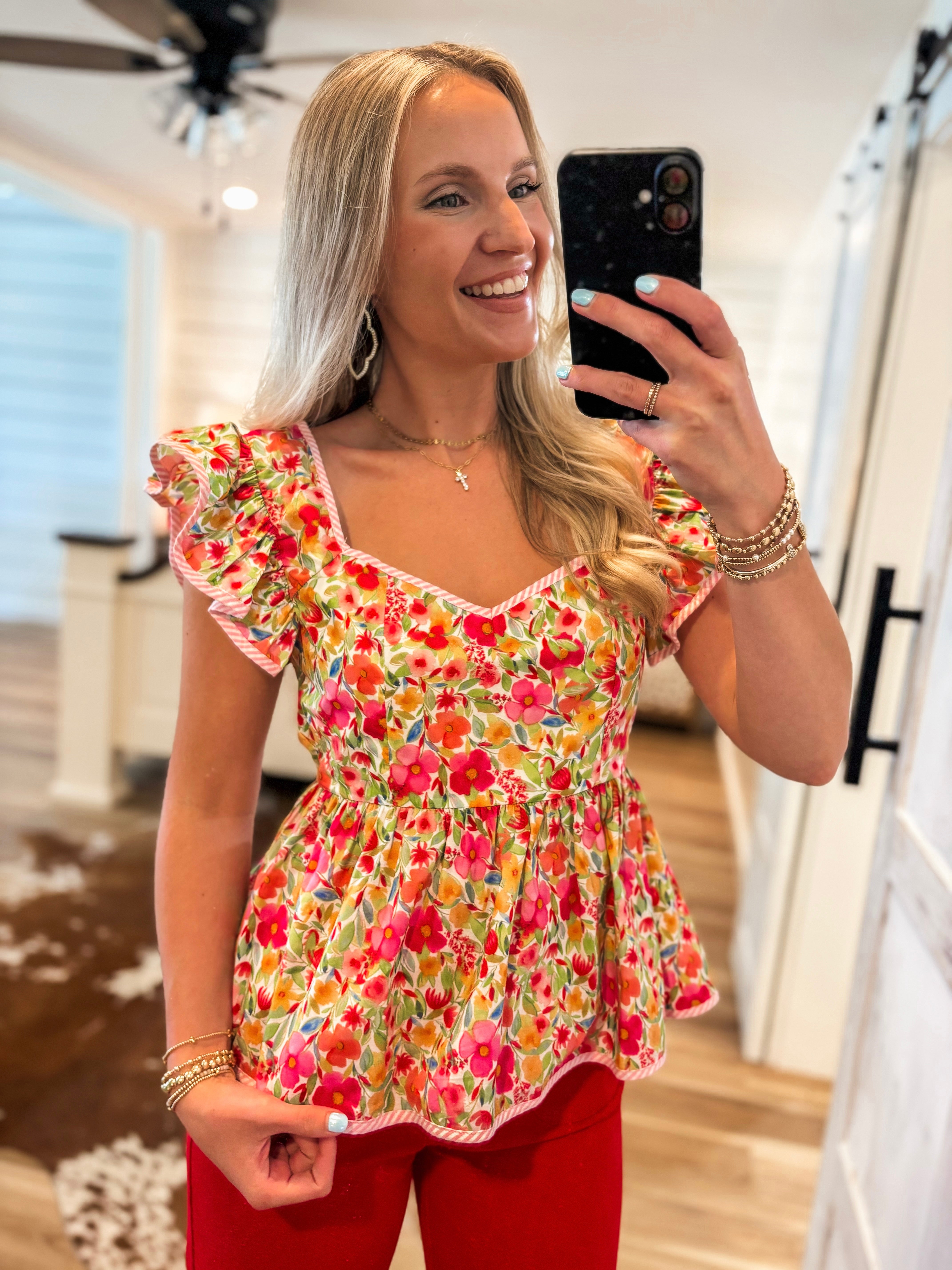 Little Moments Floral Peplum Blouse