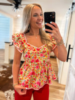 Load image into Gallery viewer, Little Moments Floral Peplum Blouse
