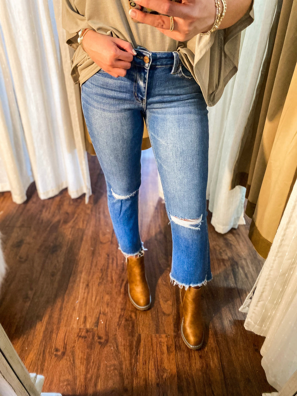 Bella Light Wash High Rise Cropped Flares – Shopaholics Only Boutique