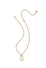 Load image into Gallery viewer, Alexa Locket Vintage Gold Ivory Mother of Pearl Short Necklace

