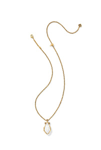 Alexa Locket Vintage Gold Ivory Mother of Pearl Short Necklace