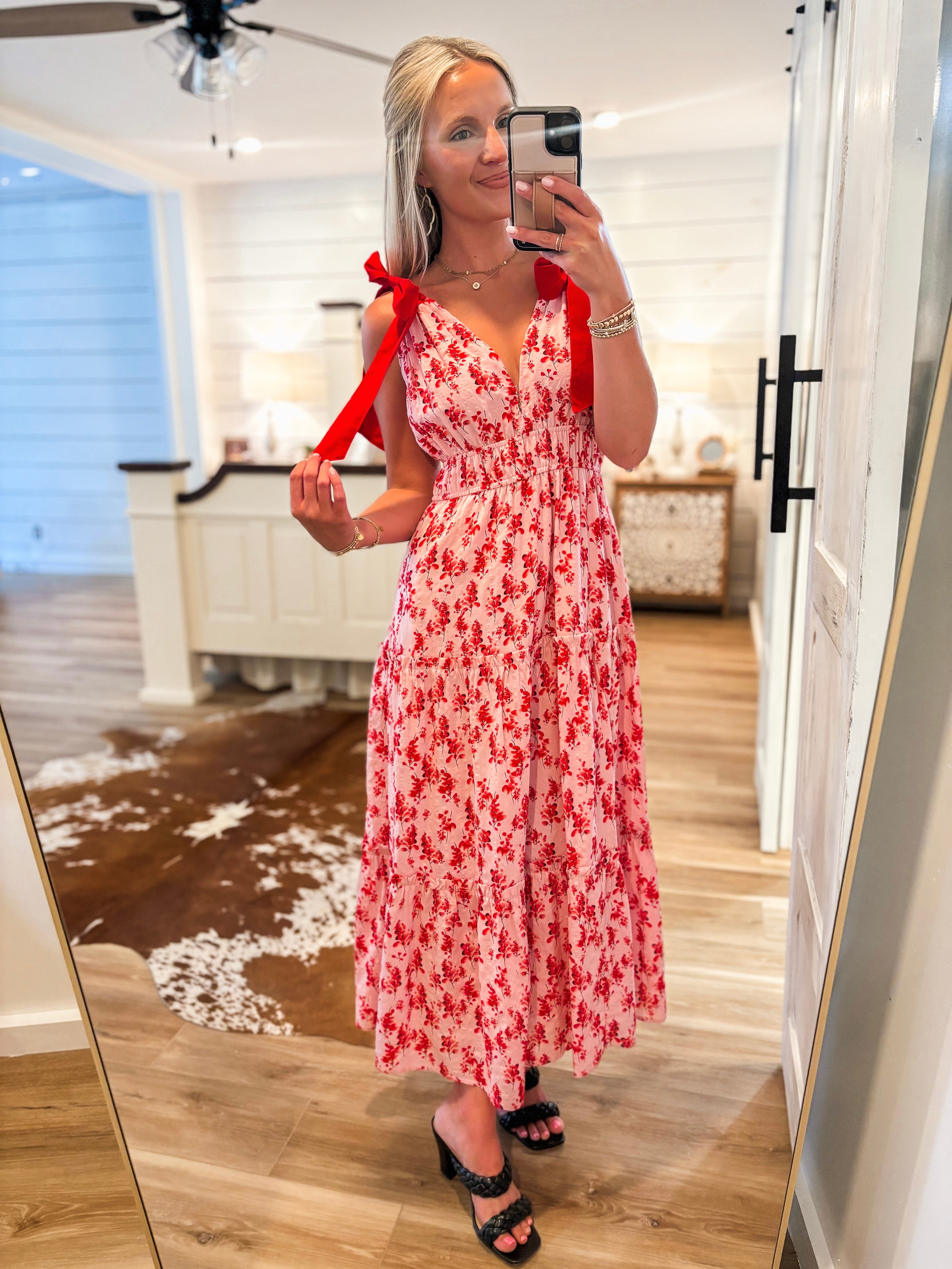 Better Off Red Floral Maxi Dress