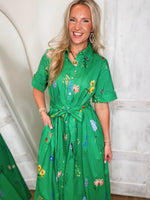 Load image into Gallery viewer, Relate To Me Kelly Green Floral Midi Dress
