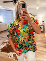 Load image into Gallery viewer, Making It Here Navy Floral Blouse
