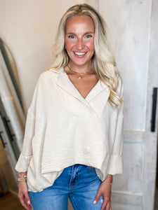 Day In The Office Ivory Drop Shoulder Blouse