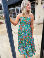 Load image into Gallery viewer, Say Less Green Paisley Maxi Dress
