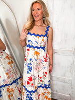 Load image into Gallery viewer, European Summer White Printed Midi Dress
