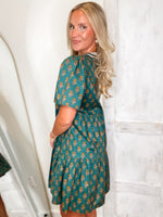 Load image into Gallery viewer, In Harvest Teal Floral Mini Dress
