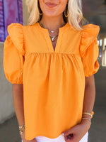 Load image into Gallery viewer, My Scene Neon Orange Textured THML Blouse
