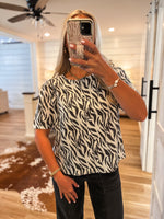 Load image into Gallery viewer, Letting Go Zebra Button Down Blouse
