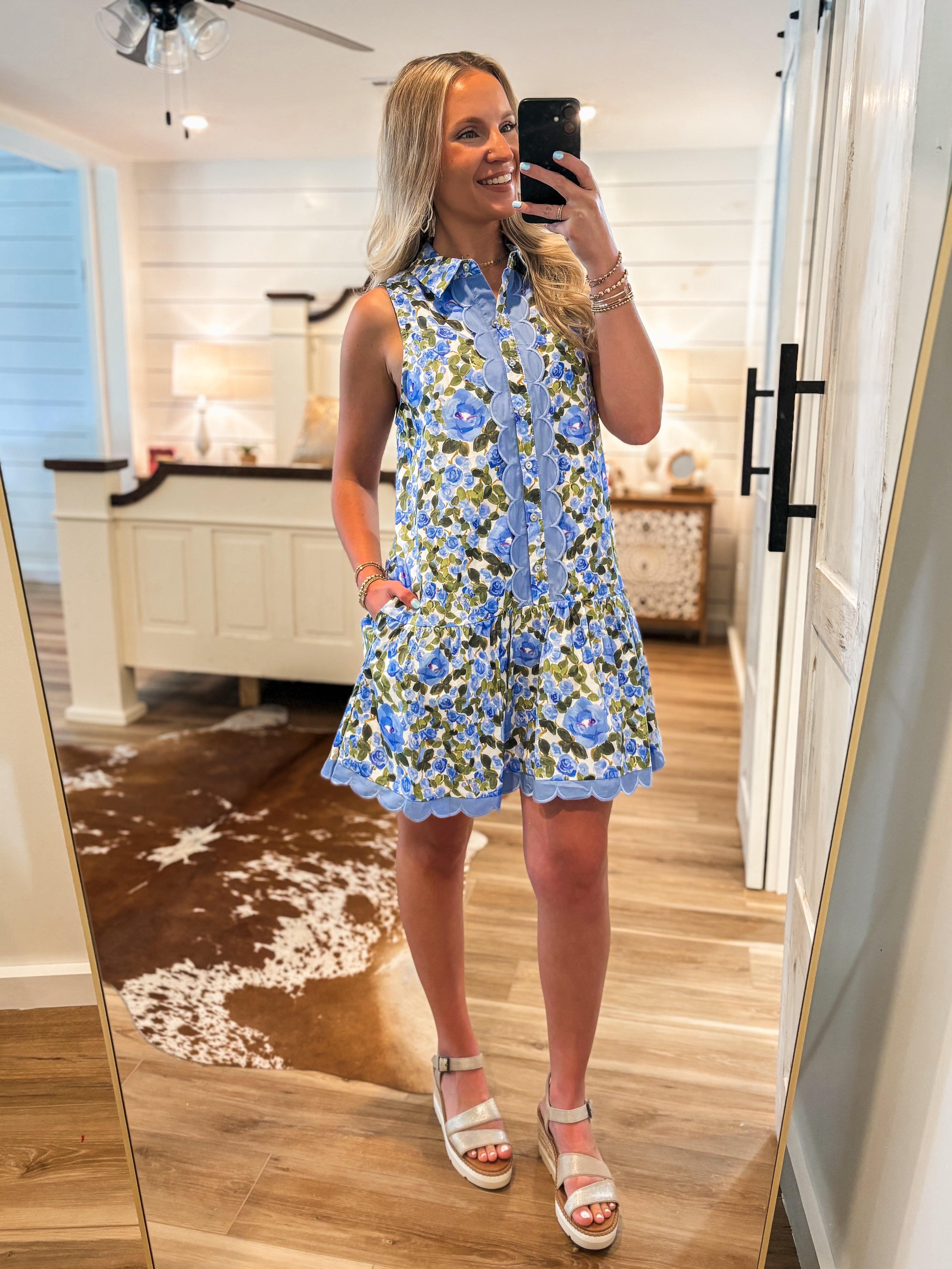 Sweet Blooms Blue Floral Mini Dress