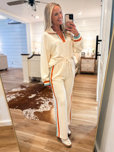 Called It Ivory Contrast Pullover & Lounge Pant Set