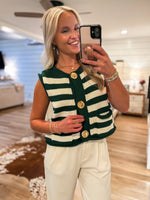 Load image into Gallery viewer, So Close Teal Stipe Sweater Vest Blouse
