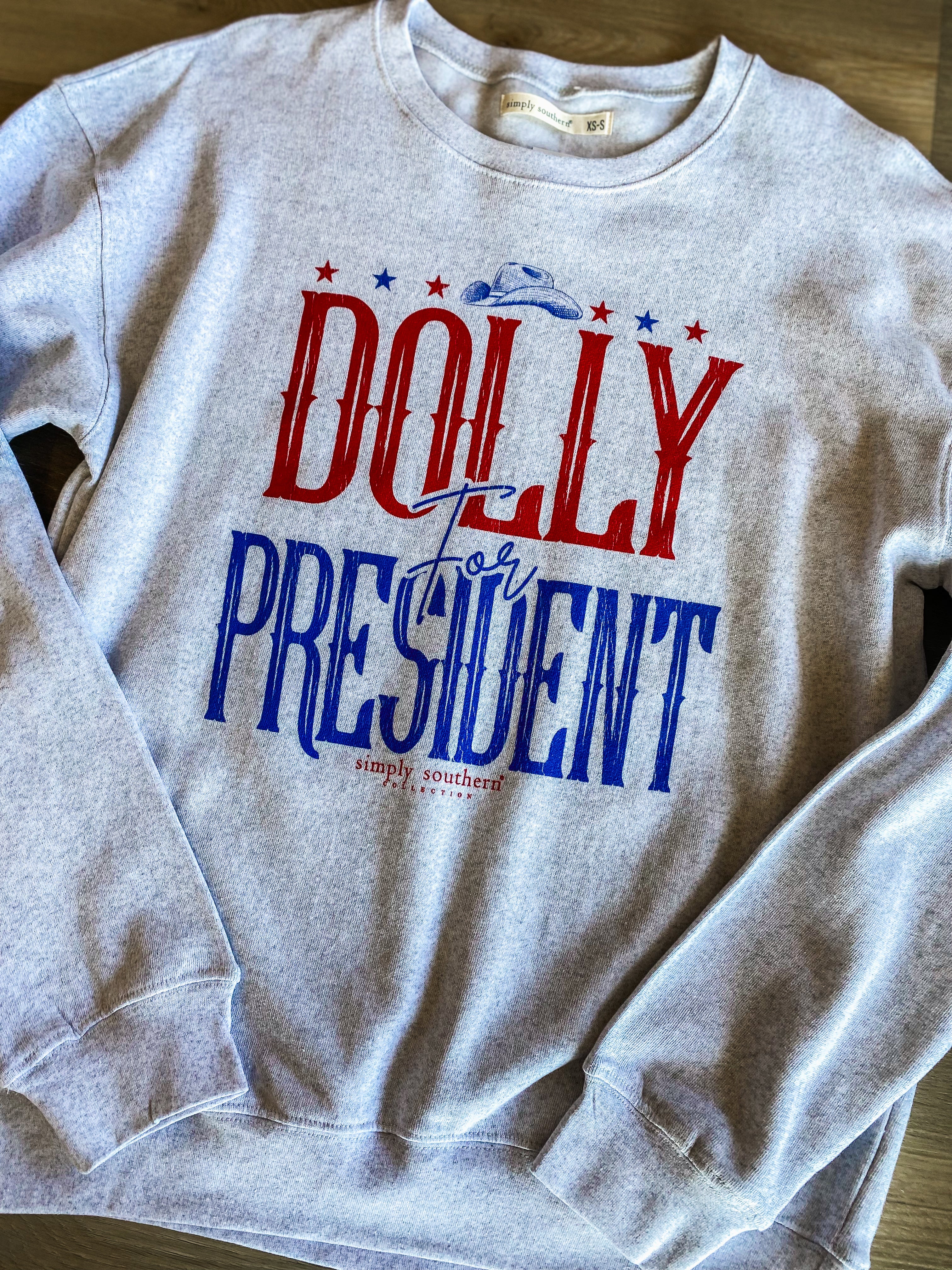 Dolly For President Simply Southern Gray Sweatshirt