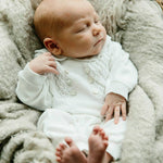 Load image into Gallery viewer, Baby Girls &amp; Boys Diamond Lattice Knit Longall Footie
