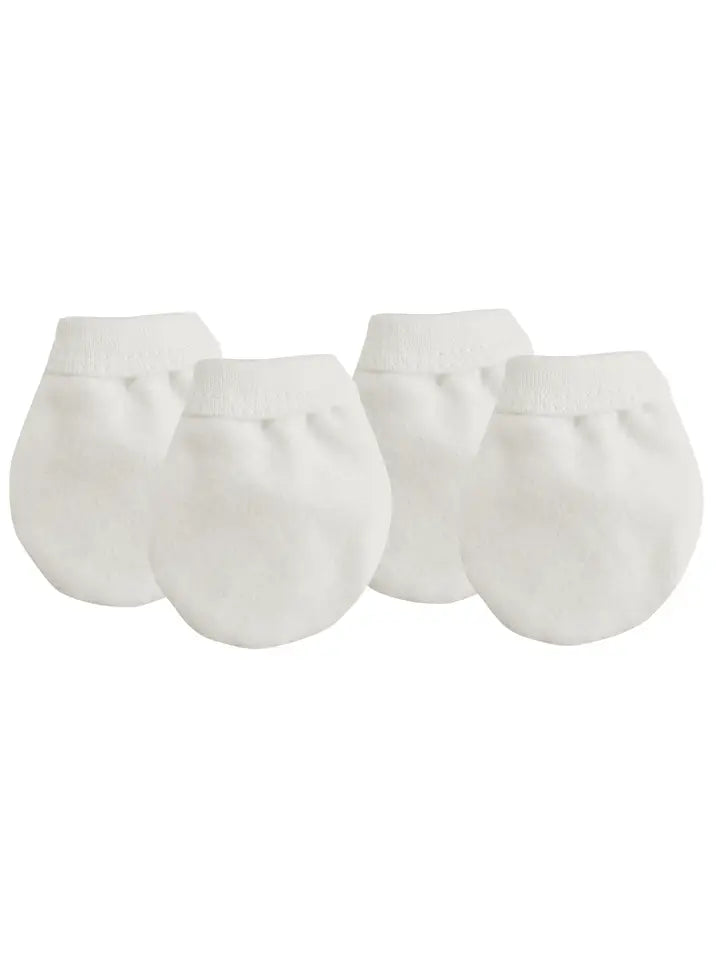 Organic No Scratch White  Newborn Mittens