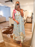 Load image into Gallery viewer, Seashell Dreams Blue One Shoulder Printed Maxi Dress
