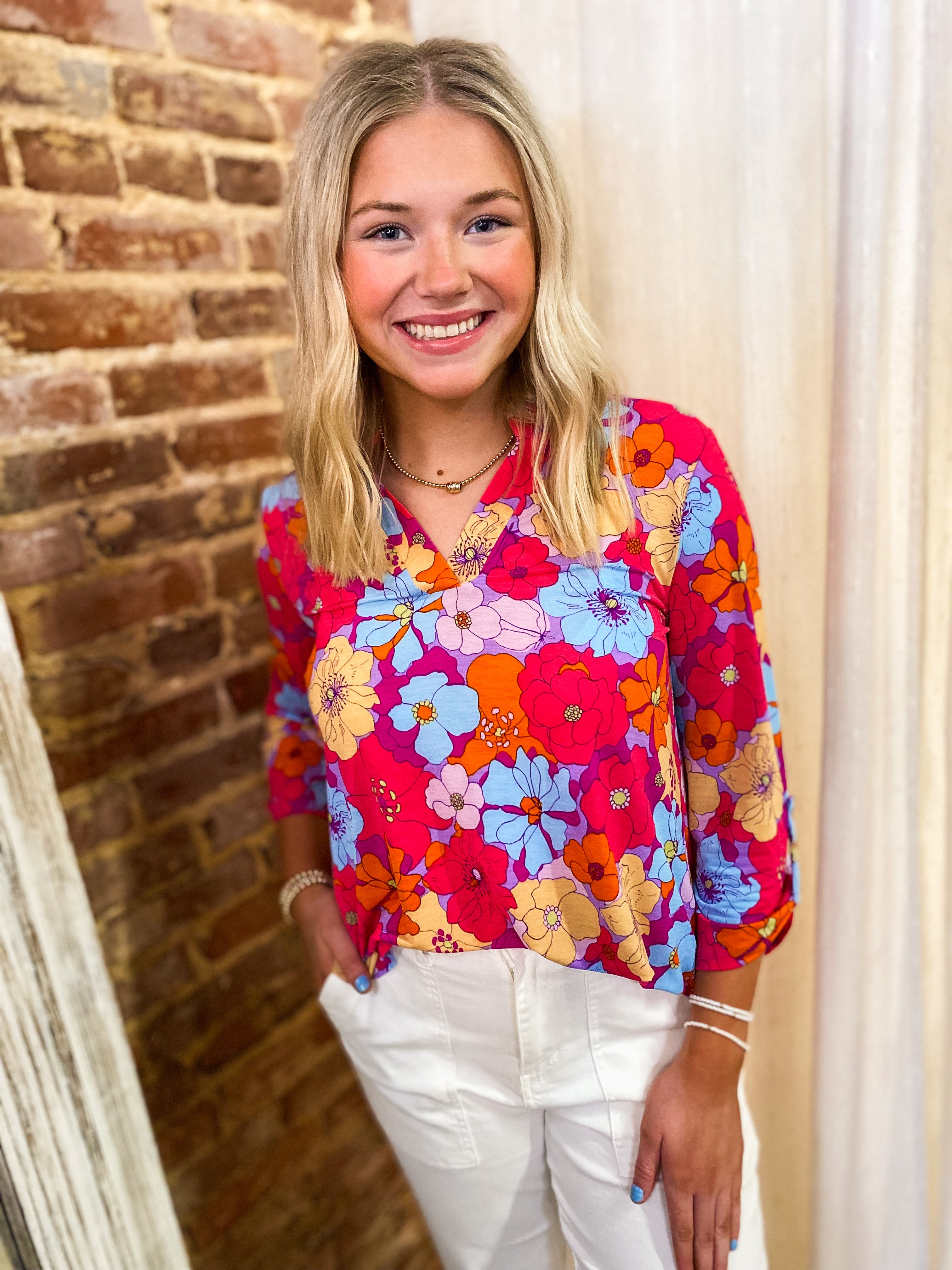 Can't Leave Multi-Colored Pastel Floral Blouse