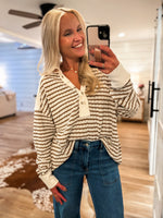 Load image into Gallery viewer, Doing Fine Mocha &amp; Ivory Stripe Pullover
